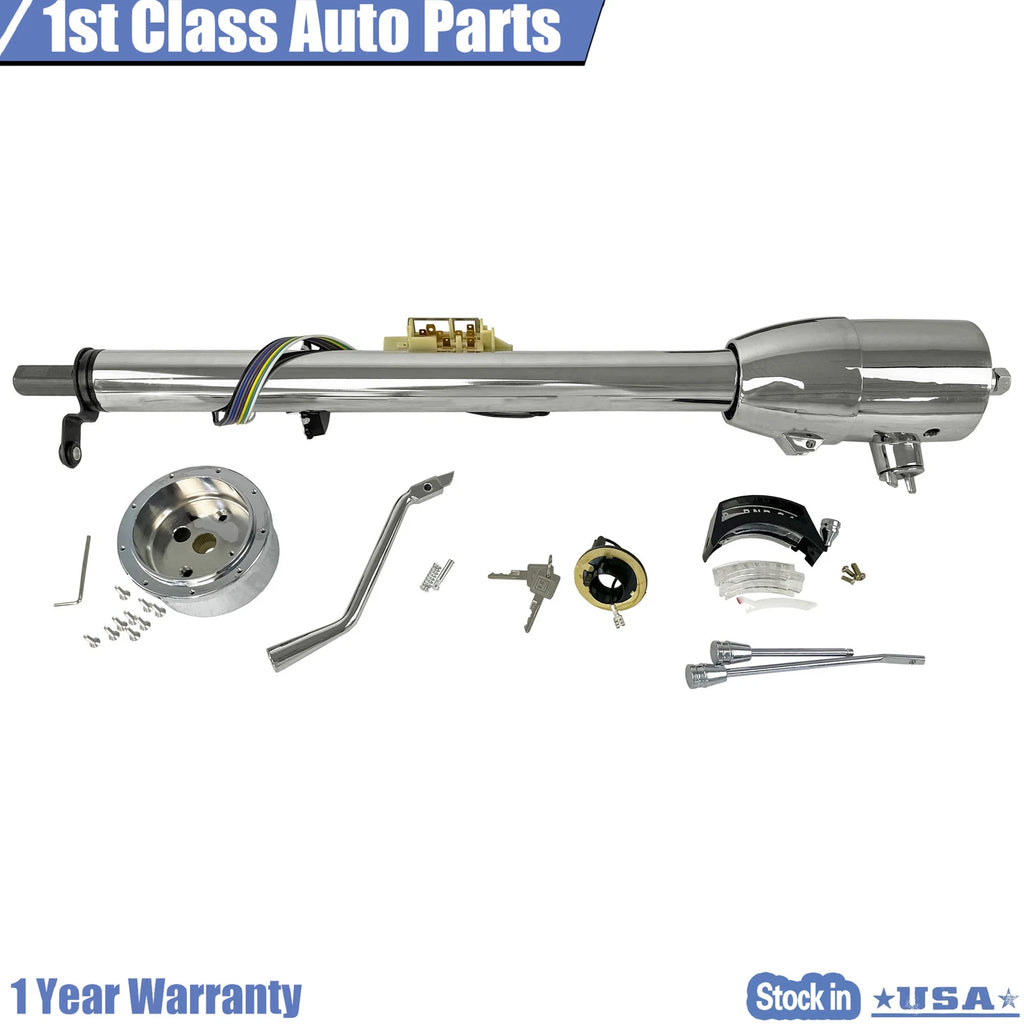 30" Steering Column Shift Tilt with Key & Wheel Adapter for Auto