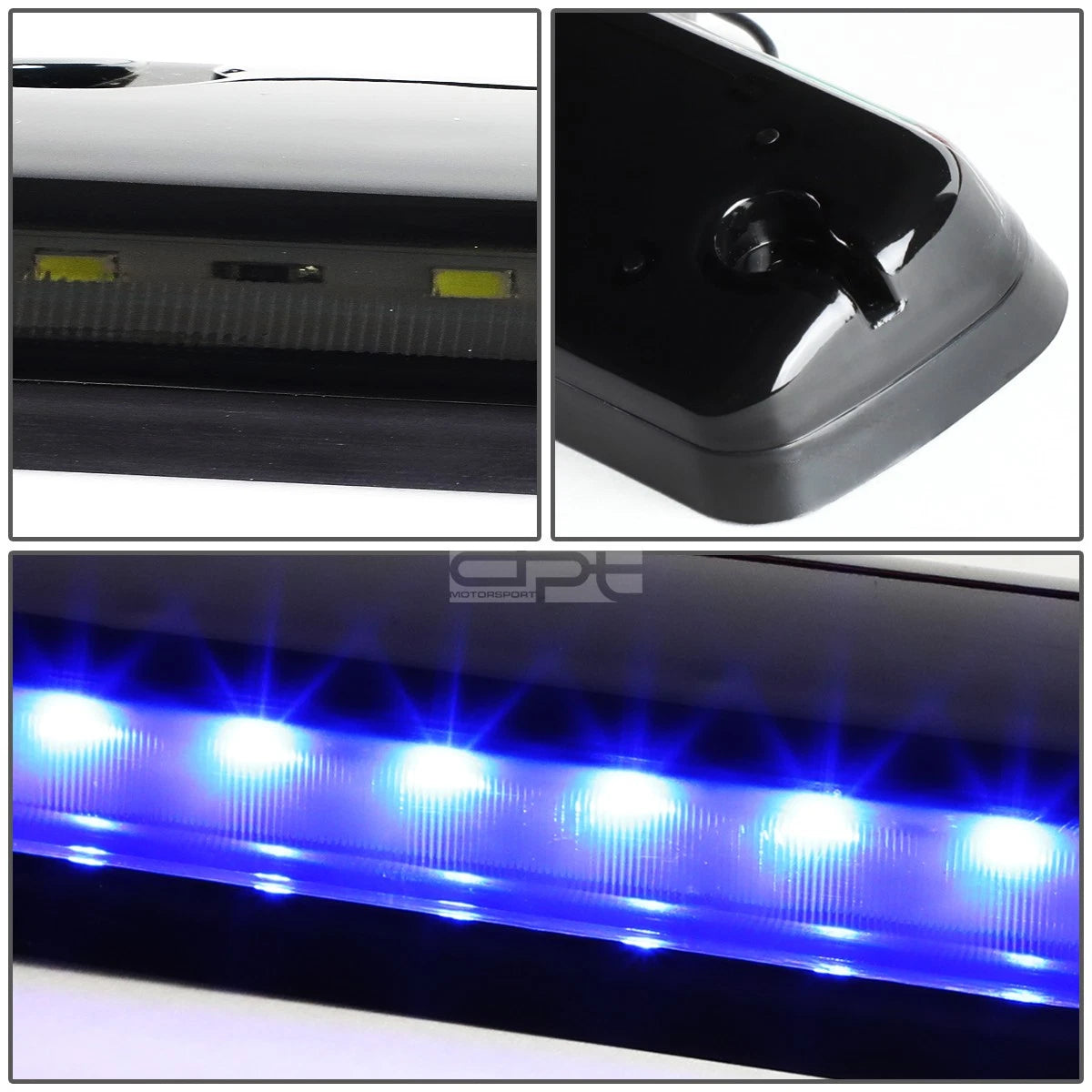 3Pcs Smoked Housing Blue LED Cab Roof Running Light for Silverado/Sierra (2007–2013)