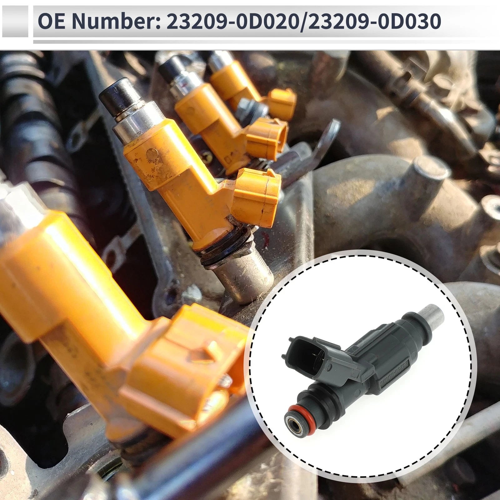 Fuel Injector No. 23209-0D020 for Toyota Corolla (2001–2008) 1 Pc Deep Gray
