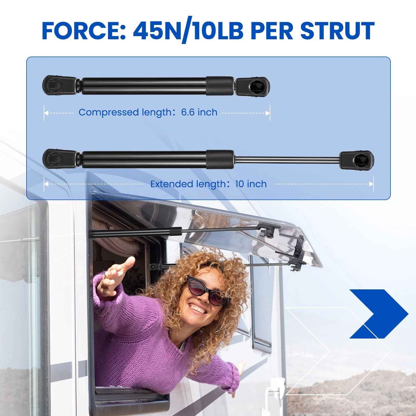 2 Pack Gas Spring Strut Lift Supports for Nitro Prop (2019-2019)