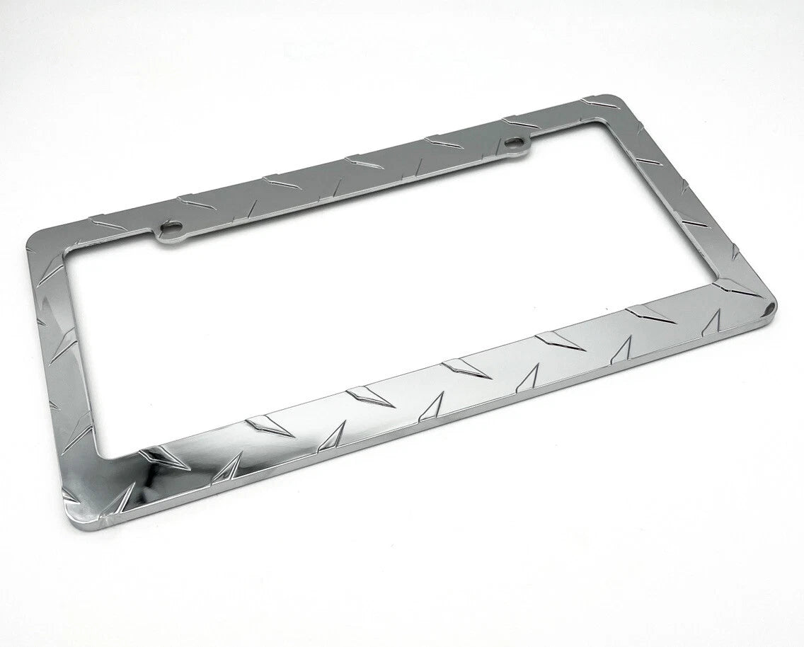 License Plate Frame Chrome Diamond Plate for Car Truck SUV (Universal)