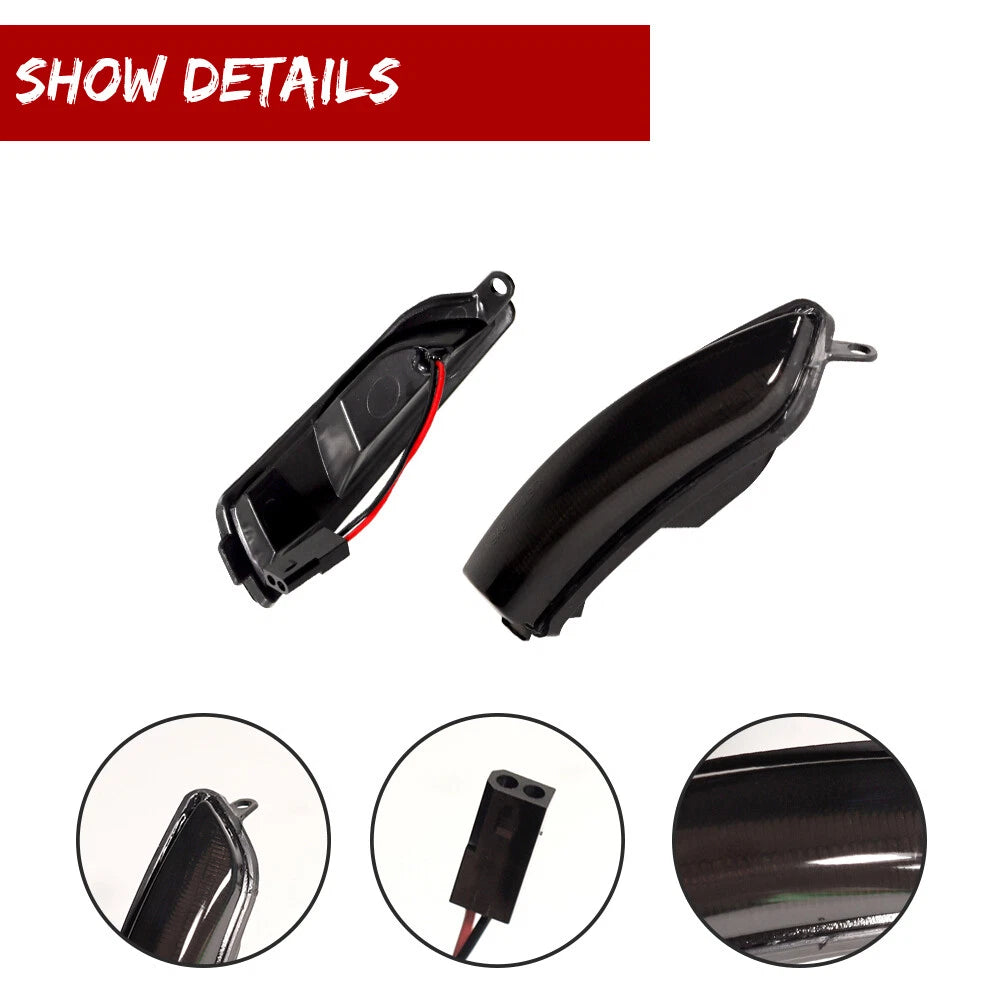 Smoked Sequential Amber LED Side Mirror Signal Lights for Chrysler 300 (2011–2023)