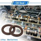 2X Oil Seal Rotary Shaft Seal for Various Models (50x72x7mm) FKM Rubber