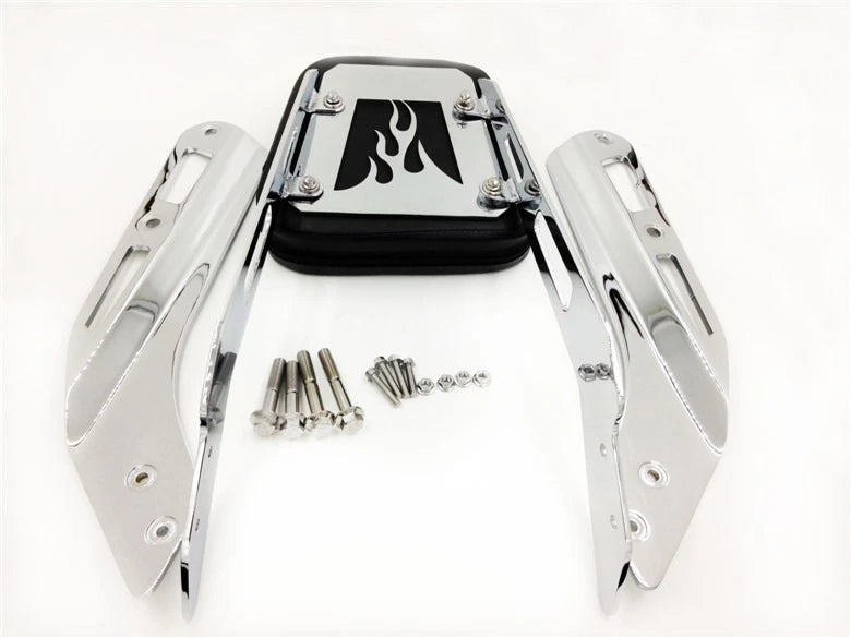 Chrome Flame Backrest Sissy Bar with Leather Pad for Honda VTX 1300N 1300R 1300S (2003–2009)