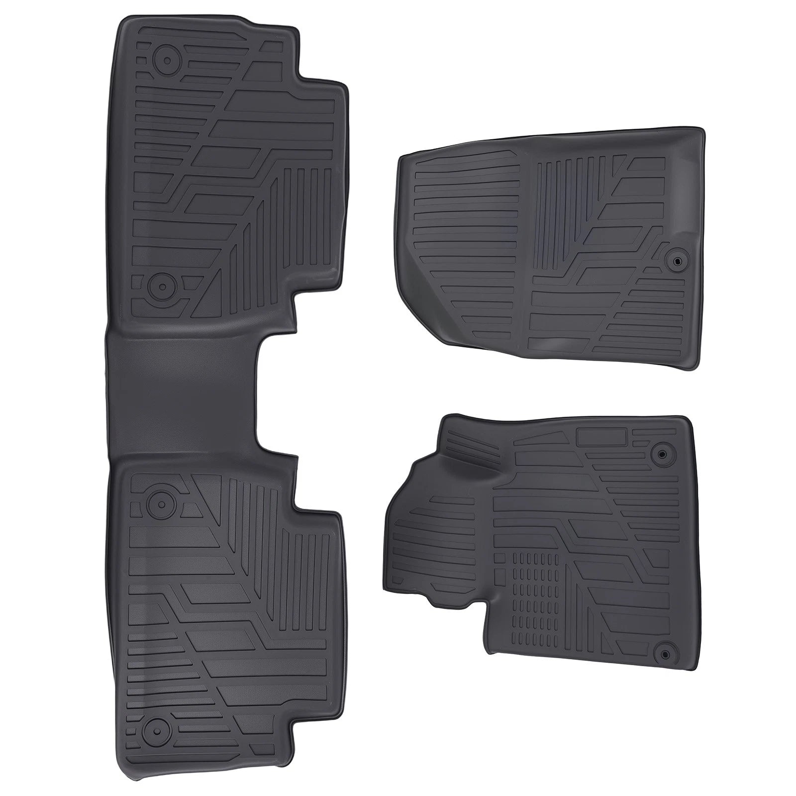 Set of 2 Black Waterproof Floor Mats Liner for Hyundai Santa Fe (2019–2020)