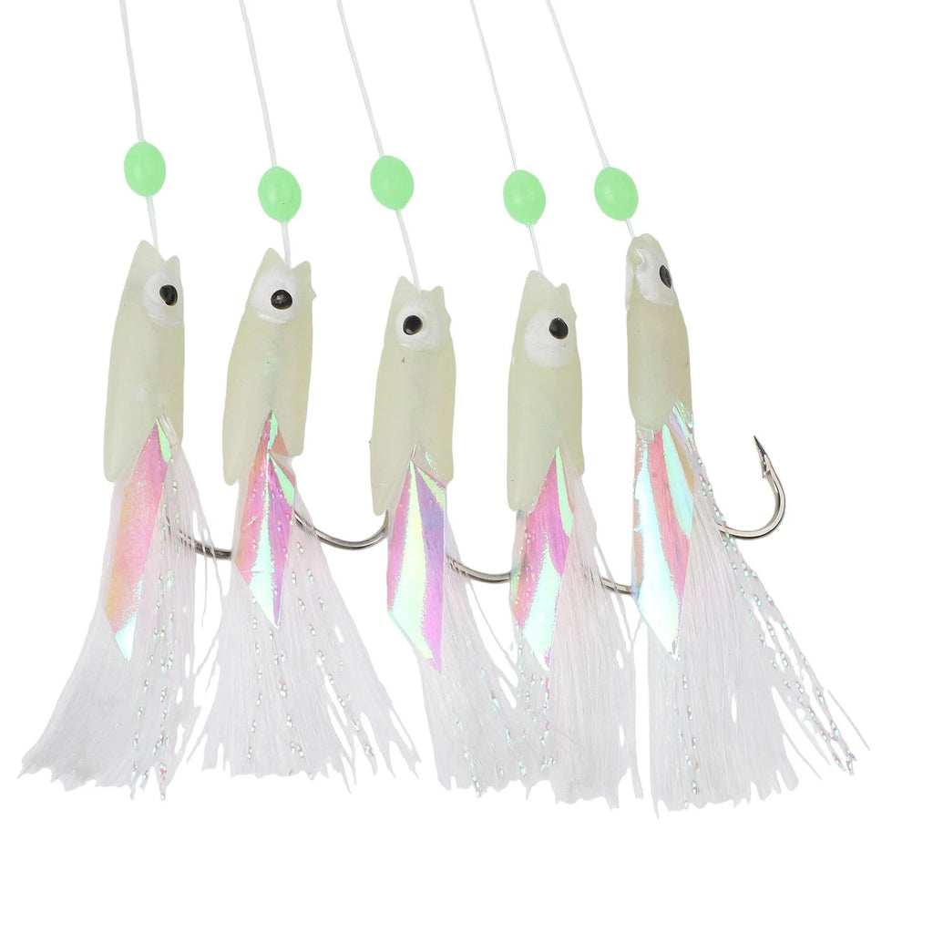 Set of 4 Fishing Lures with Luminous Hooks for Deep Sea Fishing