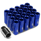 16 Pcs J2 7075 Forged Aluminum M12x1.5 Open-End Lug Nut Set w/4 Lock+Key Blue