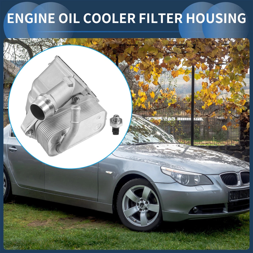 Set of 1 Engine Oil Cooler Filter Housing with Sensors for BMW 128i (2008–2013) No. 11428642289