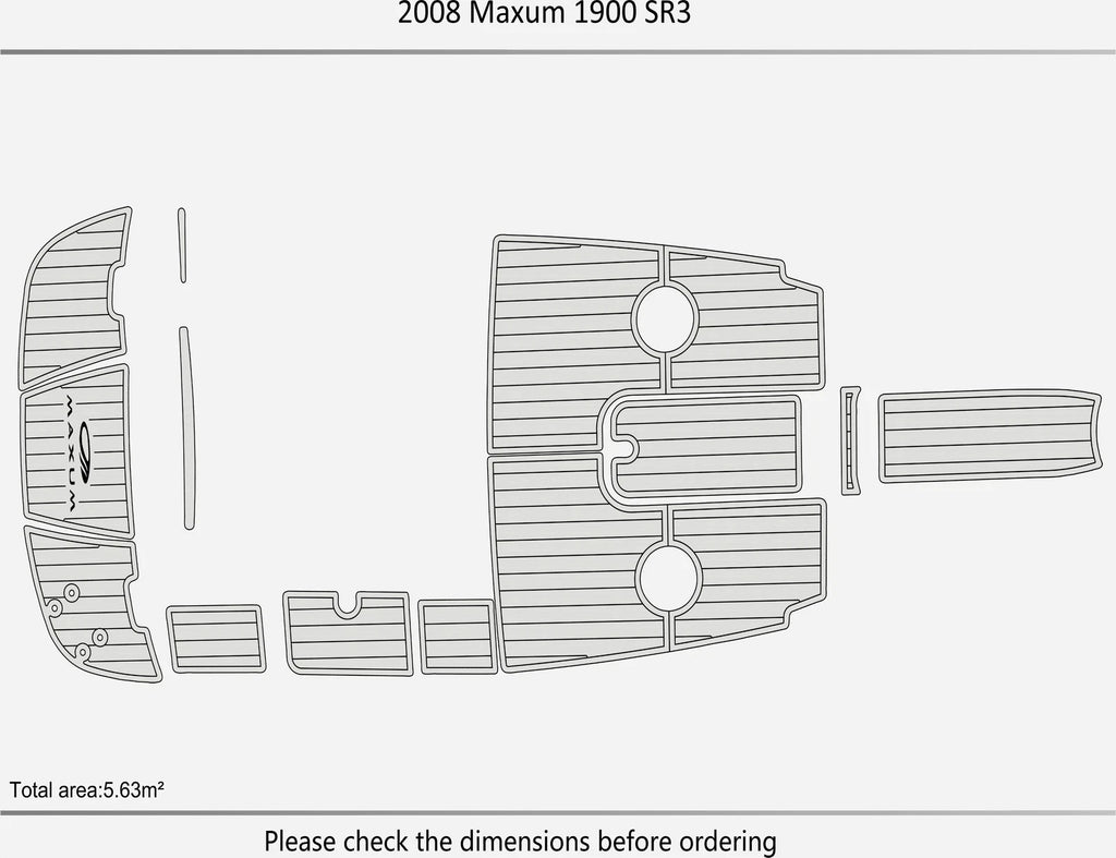 EVA Foam Pads for Maxum 1900 SR3 (2008) Cockpit Swim Platform Teak Deck Mat