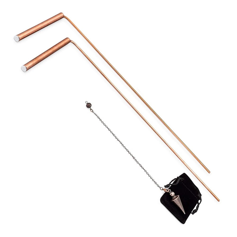 Telescoping Copper Dowsing Rods & Pendulum for Universal Use