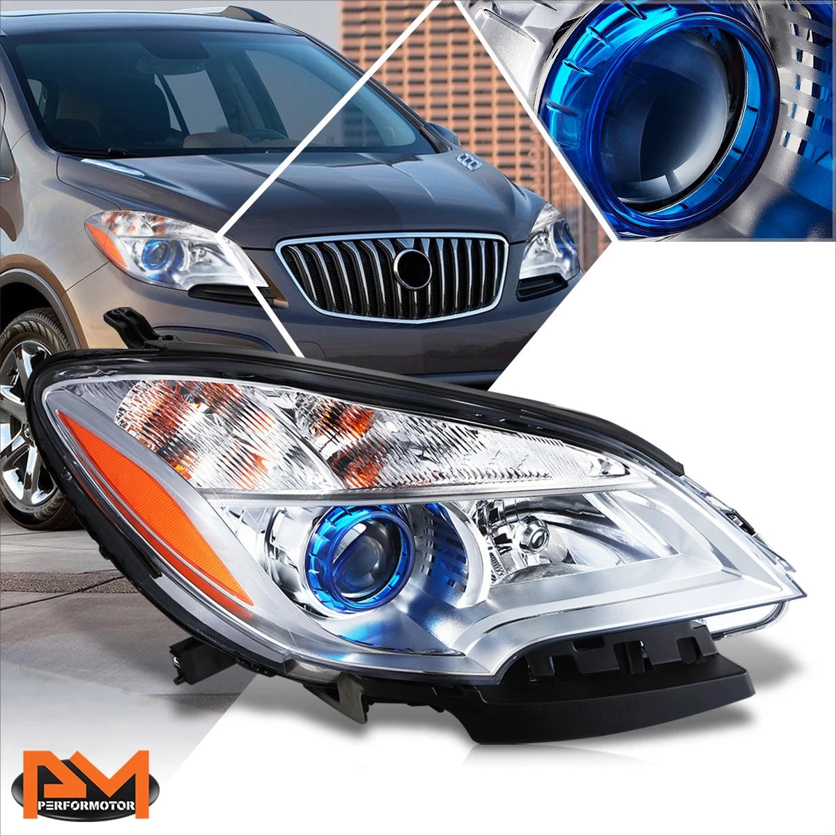 Right Side Projector Headlight for Buick Encore (2013–2016) Chrome Housing