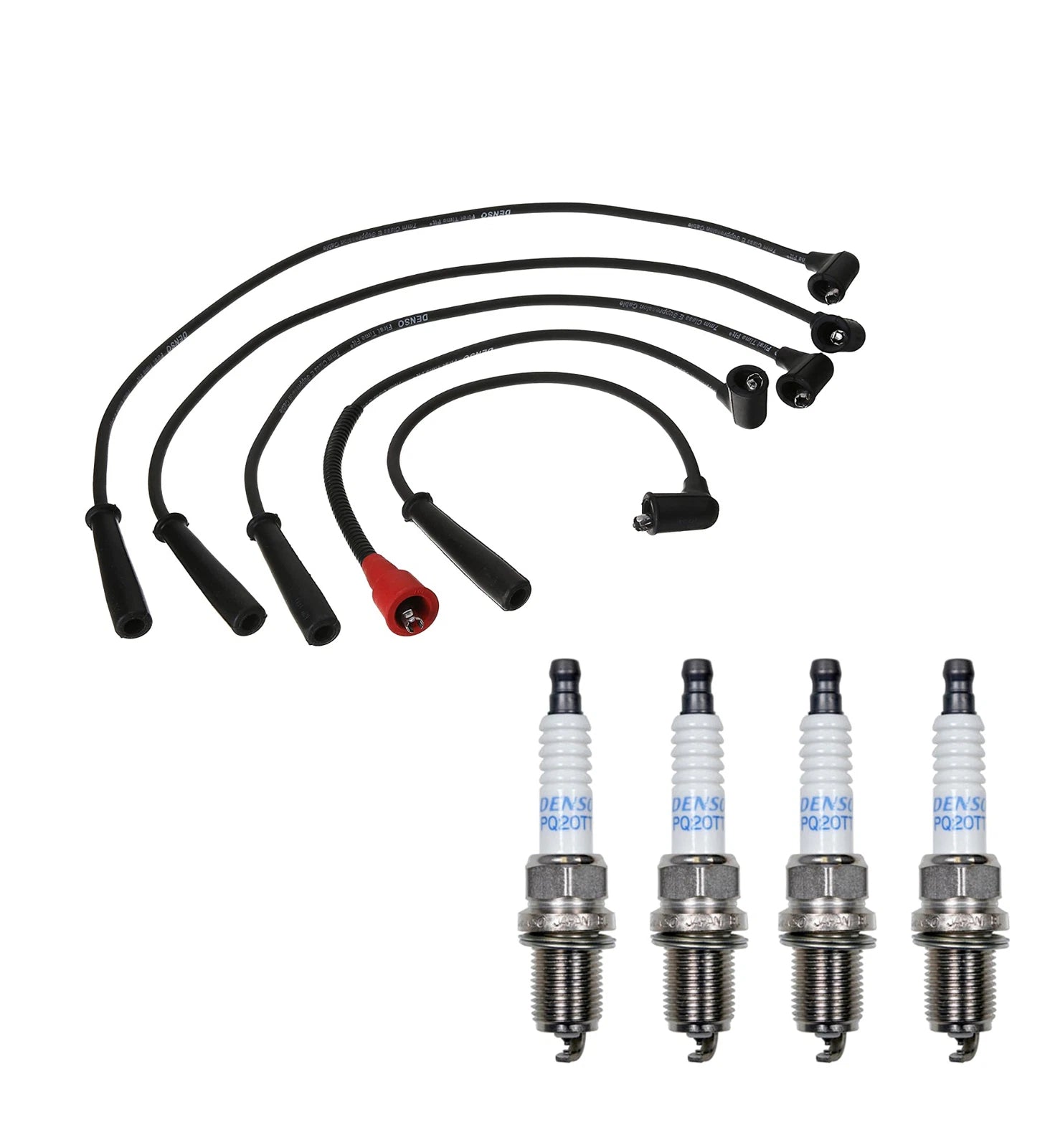Denso 7mm Wire Set & 4 U-Groove Spark Plugs Kit for Mazda 626 MX-6 (1988–1997)