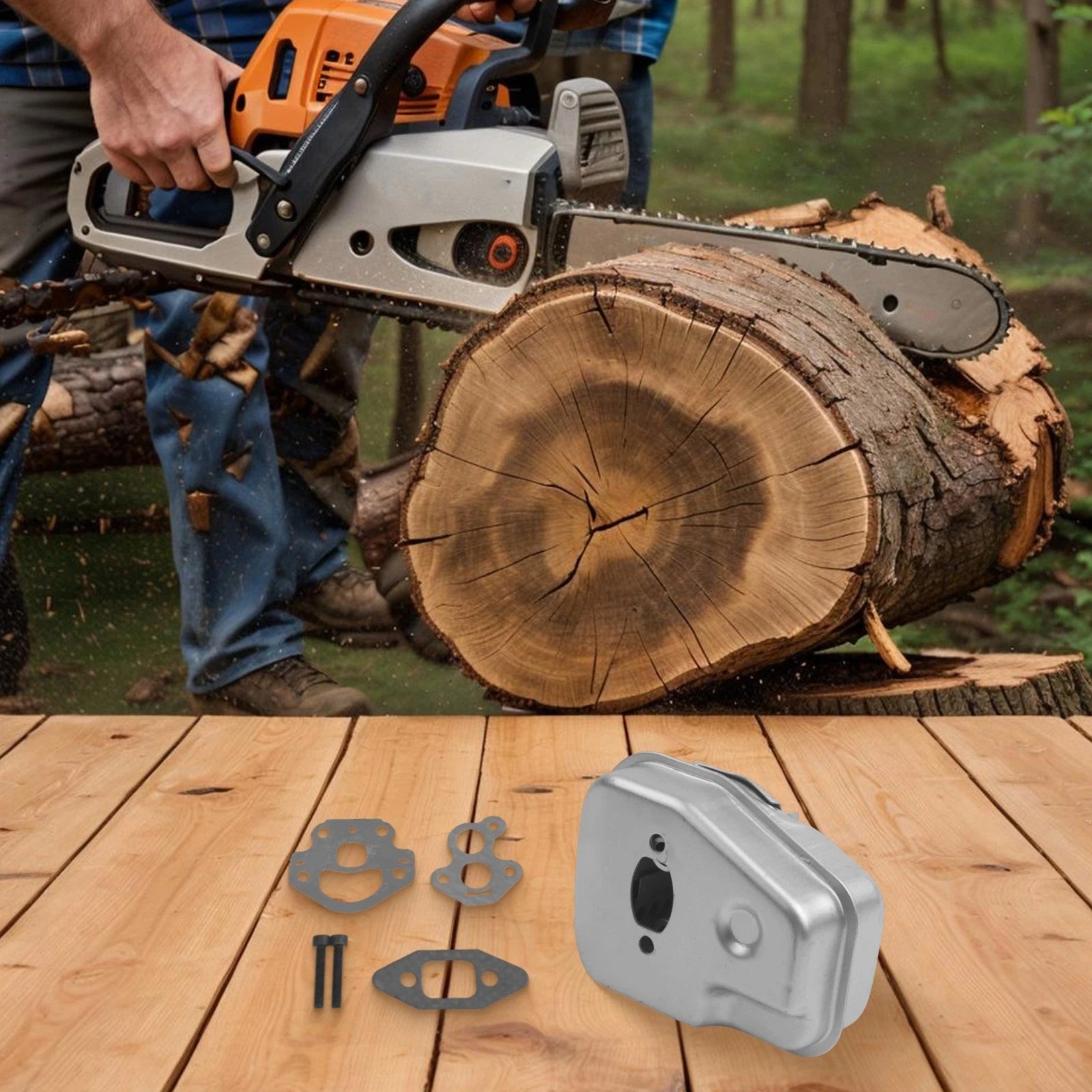 Metal Muffler Kit for Chainsaw Models 120, PL3314, PL3816, PR4218