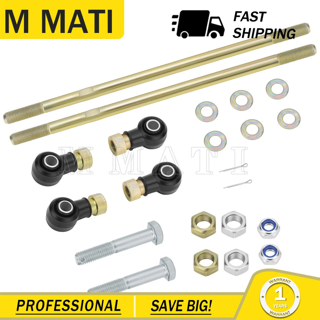 2 Tie Rod End Kit for Polaris Scrambler 400 500 2x4 (2000–2002) ATV