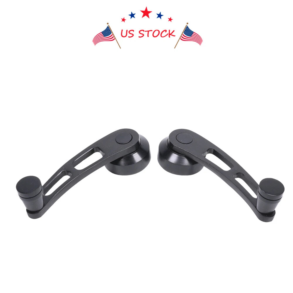 Pair of Black Billet Manual Aluminum Door Window Crank Handles for Universal Fit