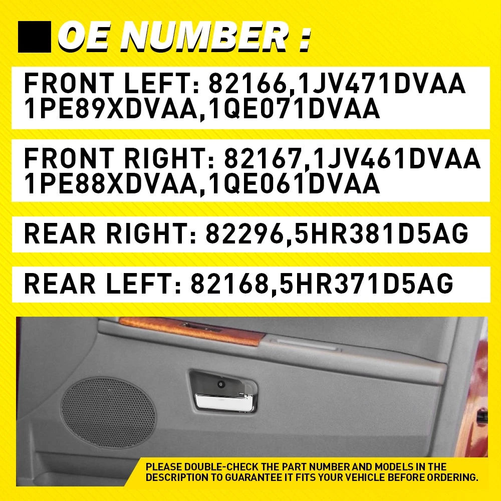 4X Gray Interior Door Handles Kit for Jeep Grand Cherokee (2005–2010)