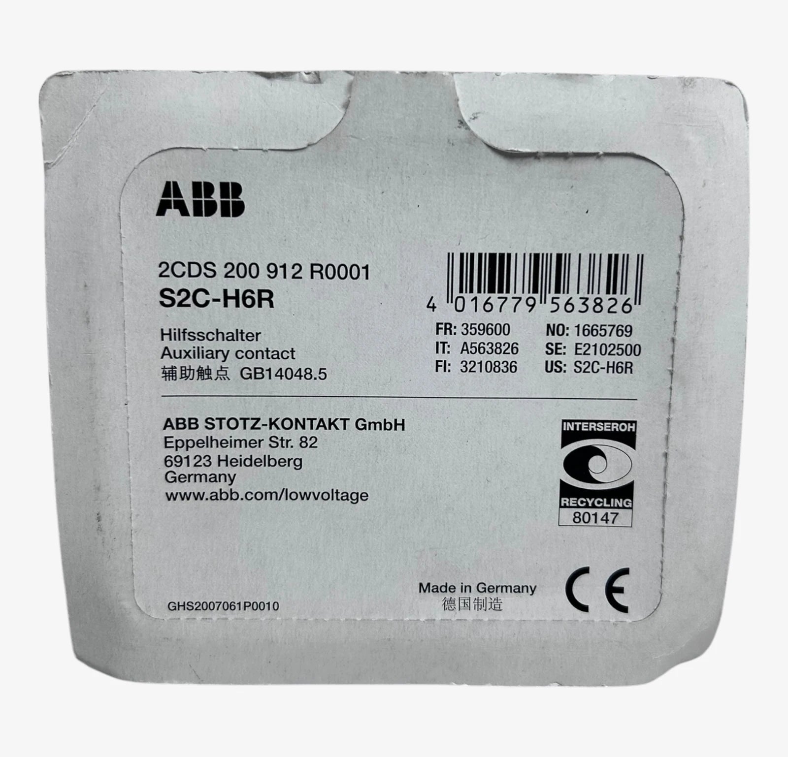 4X Auxiliary Contact ABB S2C-H6R for Various Applications
