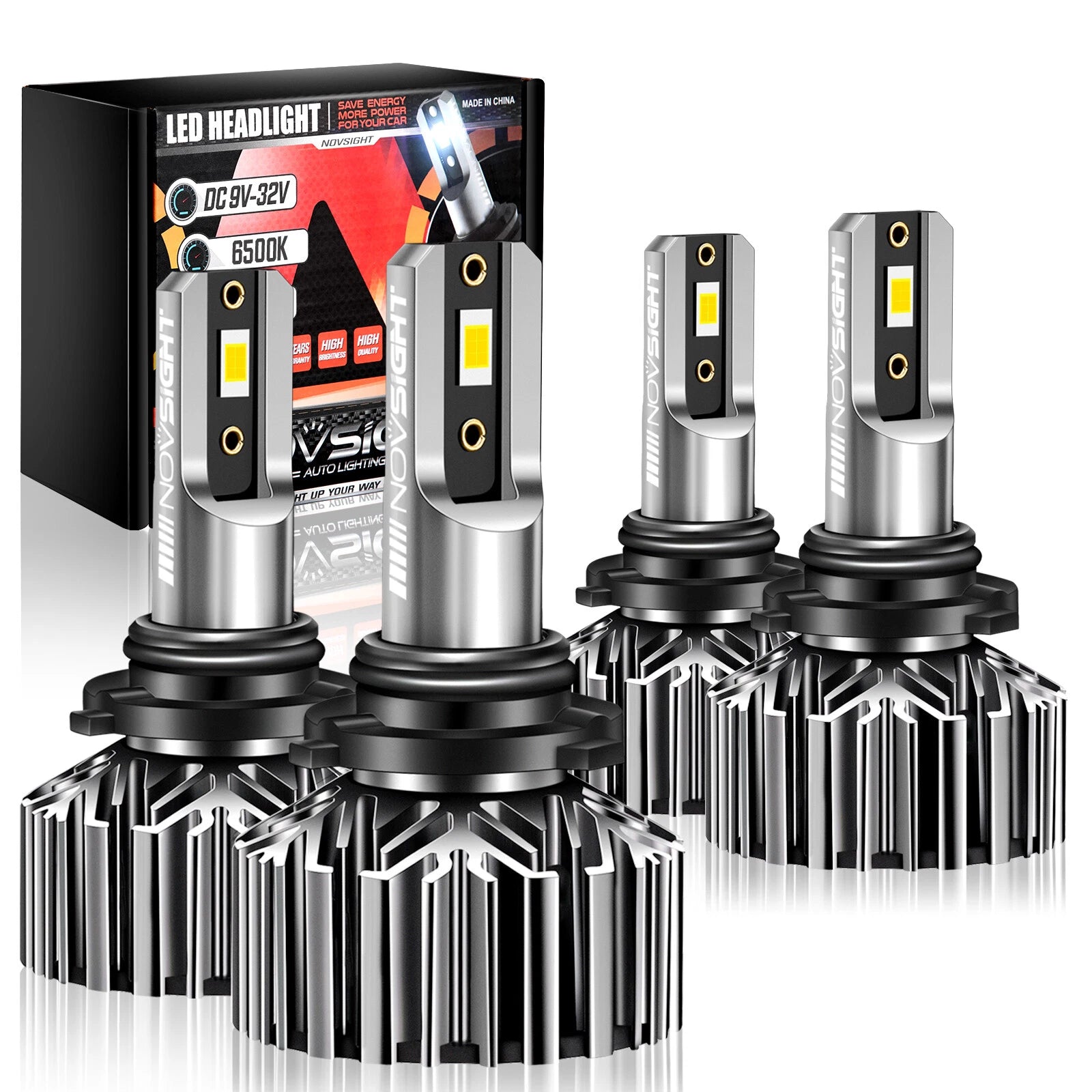 Set of 2 NOVSIGHT 9005 9006 LED Headlight Bulbs Kit 6500K 12000LM for