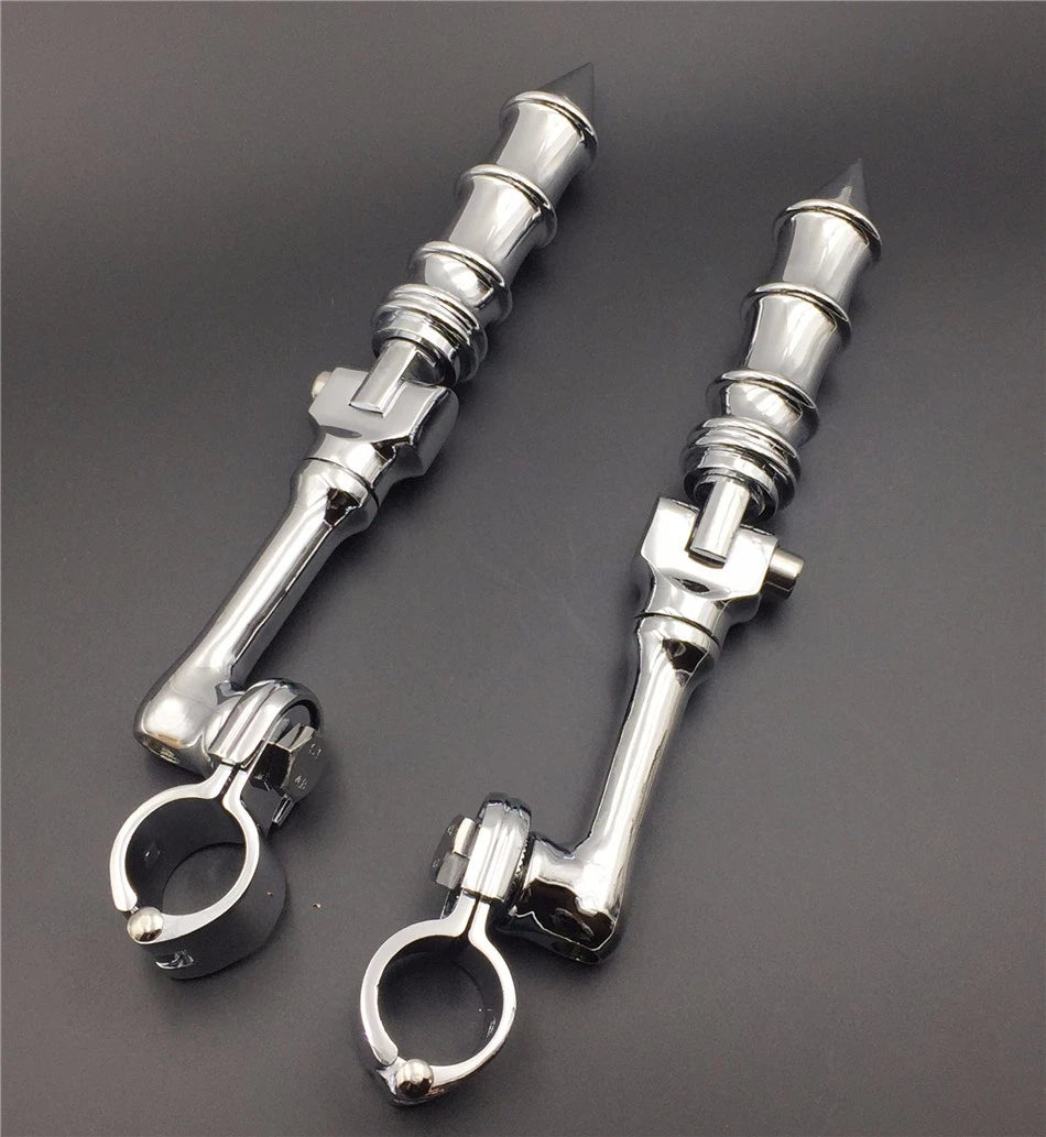 Chrome Custom Bamboo Foot Peg for Honda Yamaha Suzuki (1.5" Engine Guard)