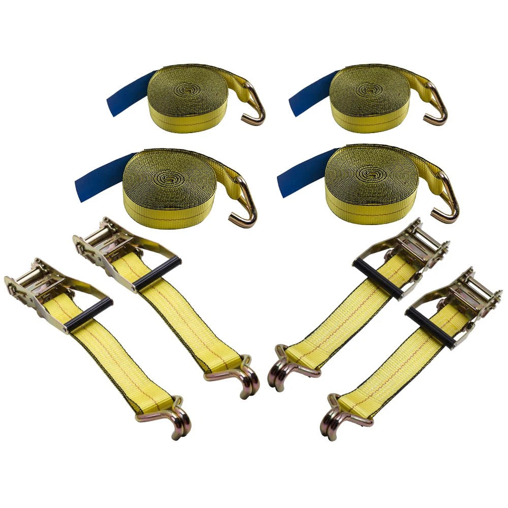 Set of 4 Heavy Duty Tie Down Straps 2" x 27' 10000 LBS DJ-Hook