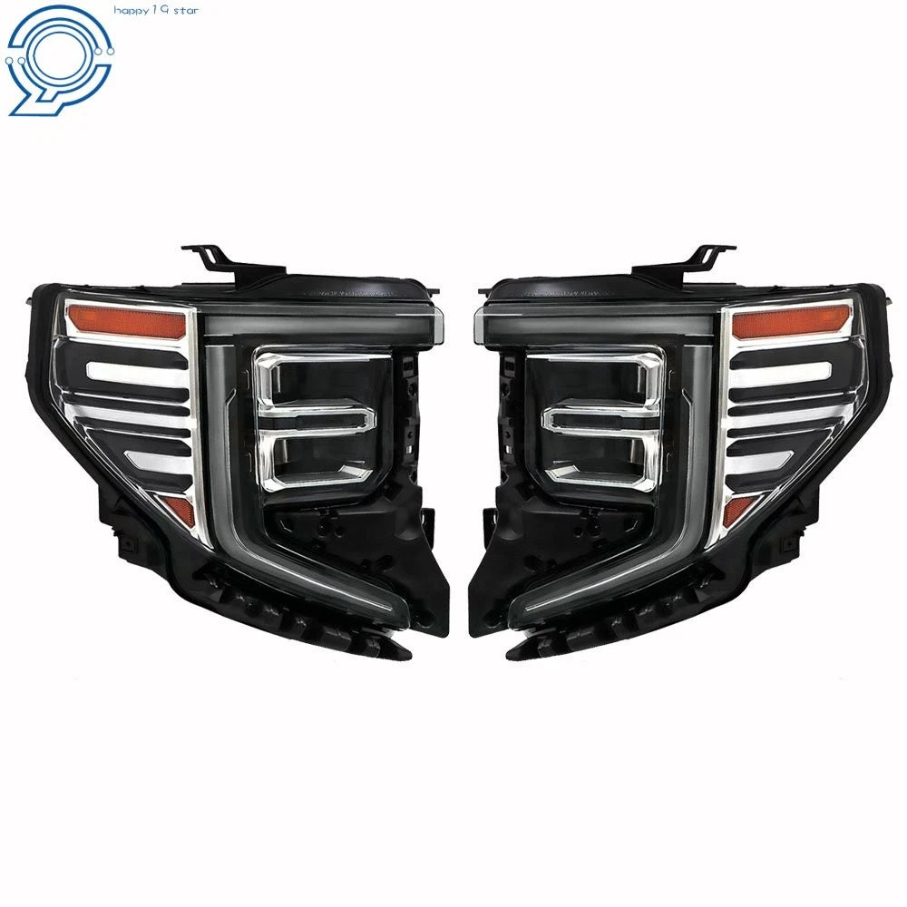 Set of 2 Full LED Headlights for GMC Sierra 1500 SLT (2022–2024) Chrome Trim