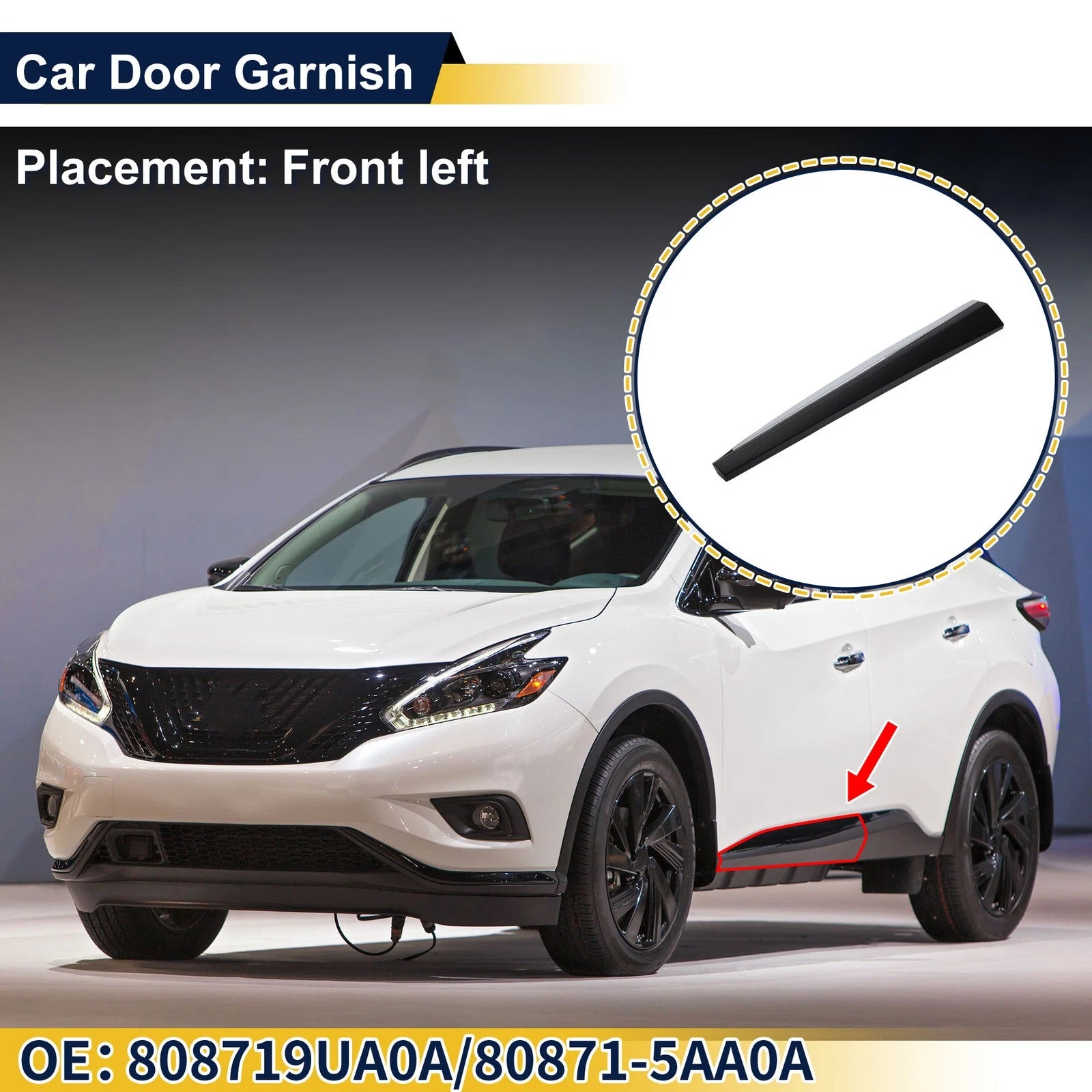 Door Side Lower Trim Front Left No. 808719UA0A for Nissan Murano (2015–2021)