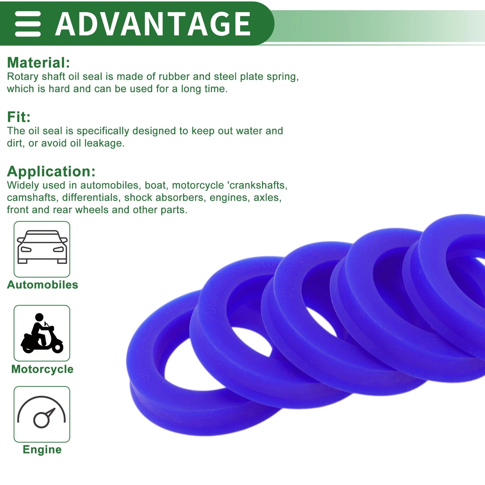 Set of 5 Oil Seal Rotary Shaft Seal 35x52x10mm for Various Models