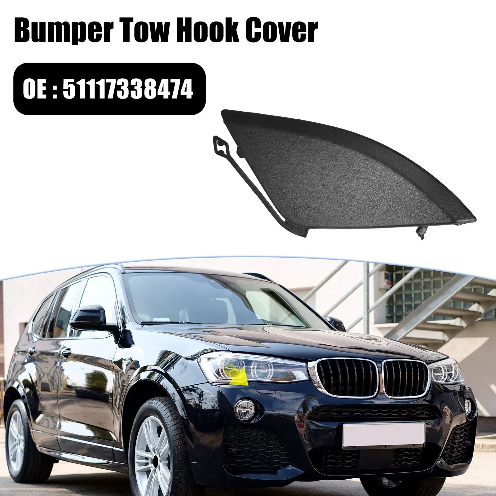Tow Hook Cover Black for BMW X3 (2015-2017)