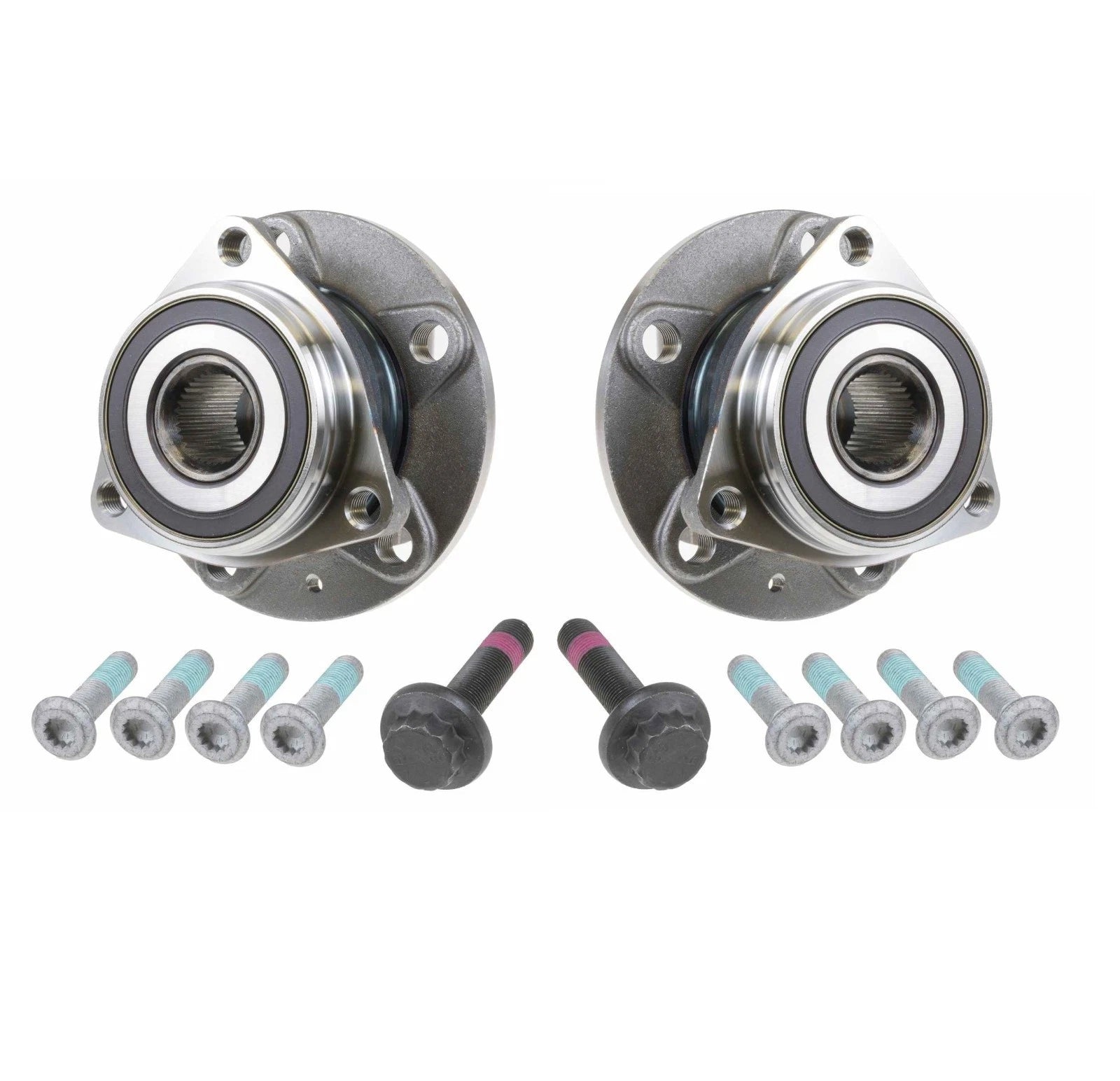 Set of 2 Rear Wheel Bearing and Hub Assemblies for Audi VW