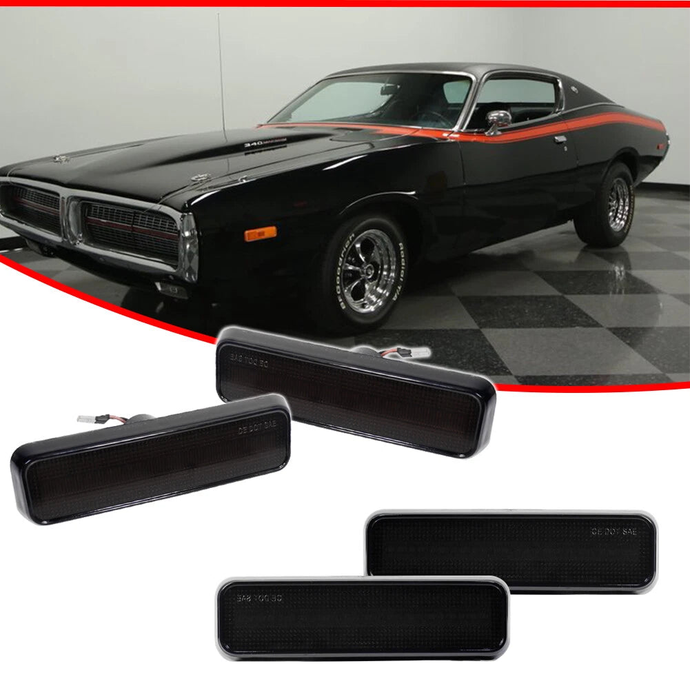 Set of 4 Smoked LED Side Marker Lights for Dodge Charger (1972–1974, 1984–1987)
