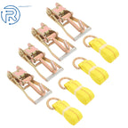 Set of 4 Wheel Lift Straps 2" Ratchets 3333 lbs Capacity