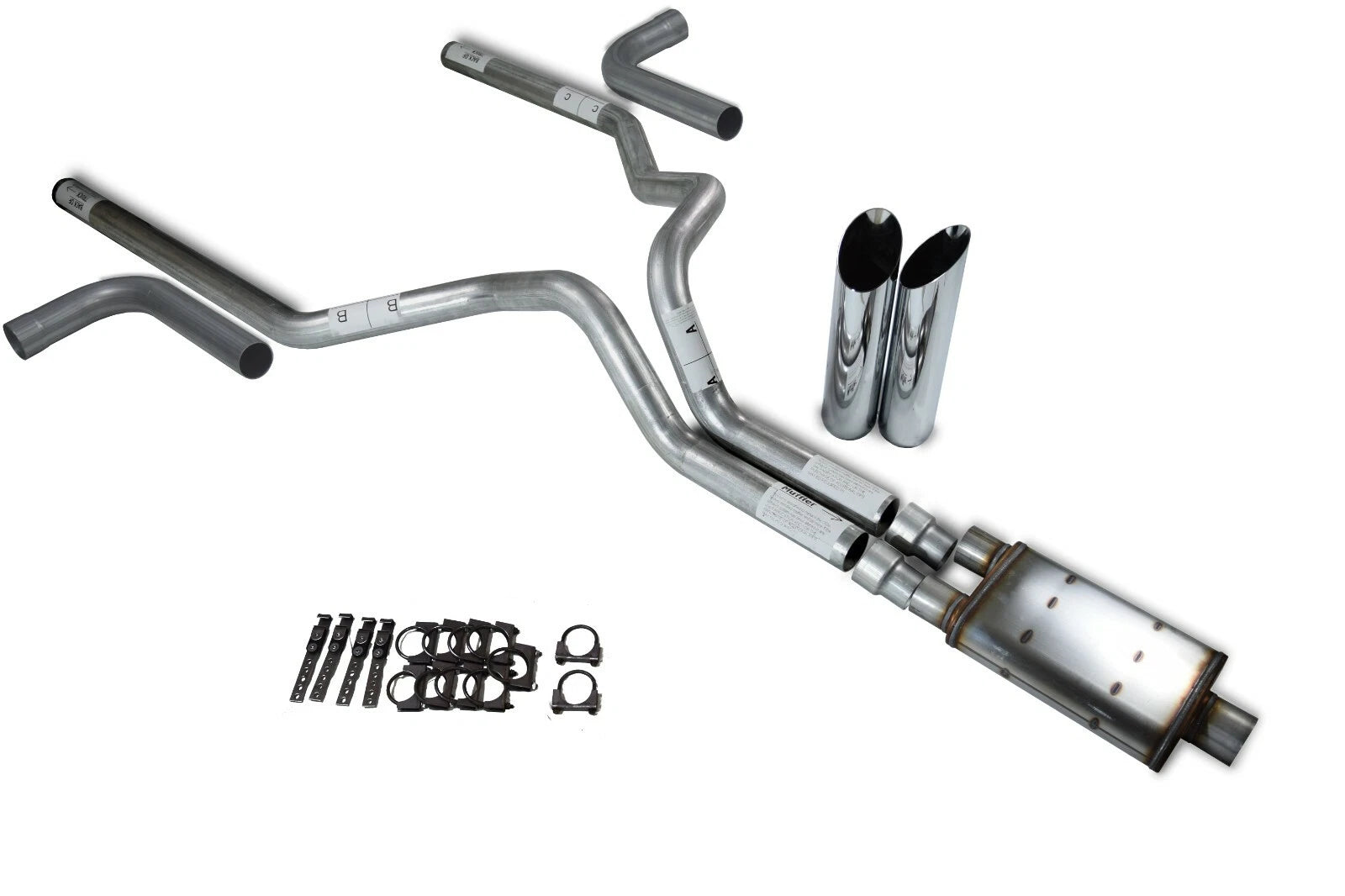 Dual Exhaust Kit for Dodge Ram 1500 (1994–2003) 3" Side Exit Chrome Tips