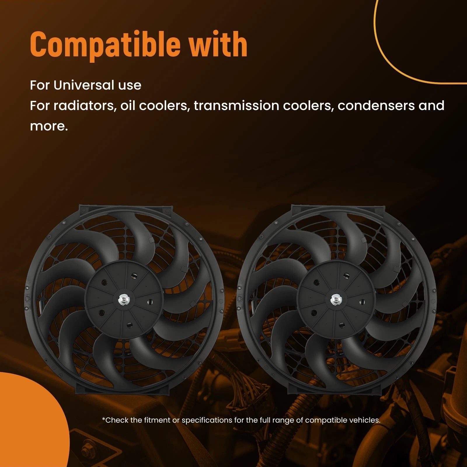 2X 12 Inch Universal Cooling Fan System for Radiator Transmission (Universal)