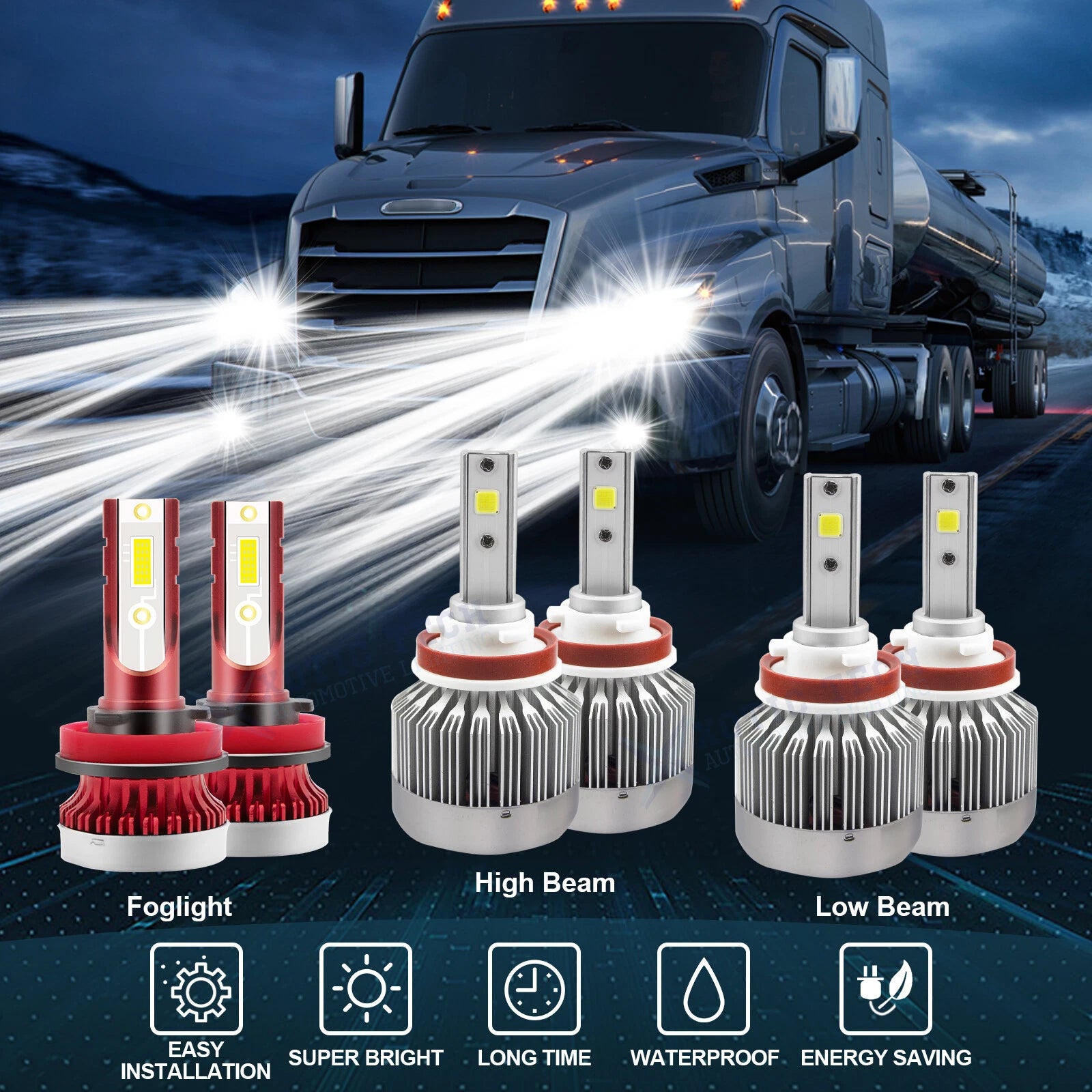 White LED Headlight for Freightliner Cascadia (2008–2016)