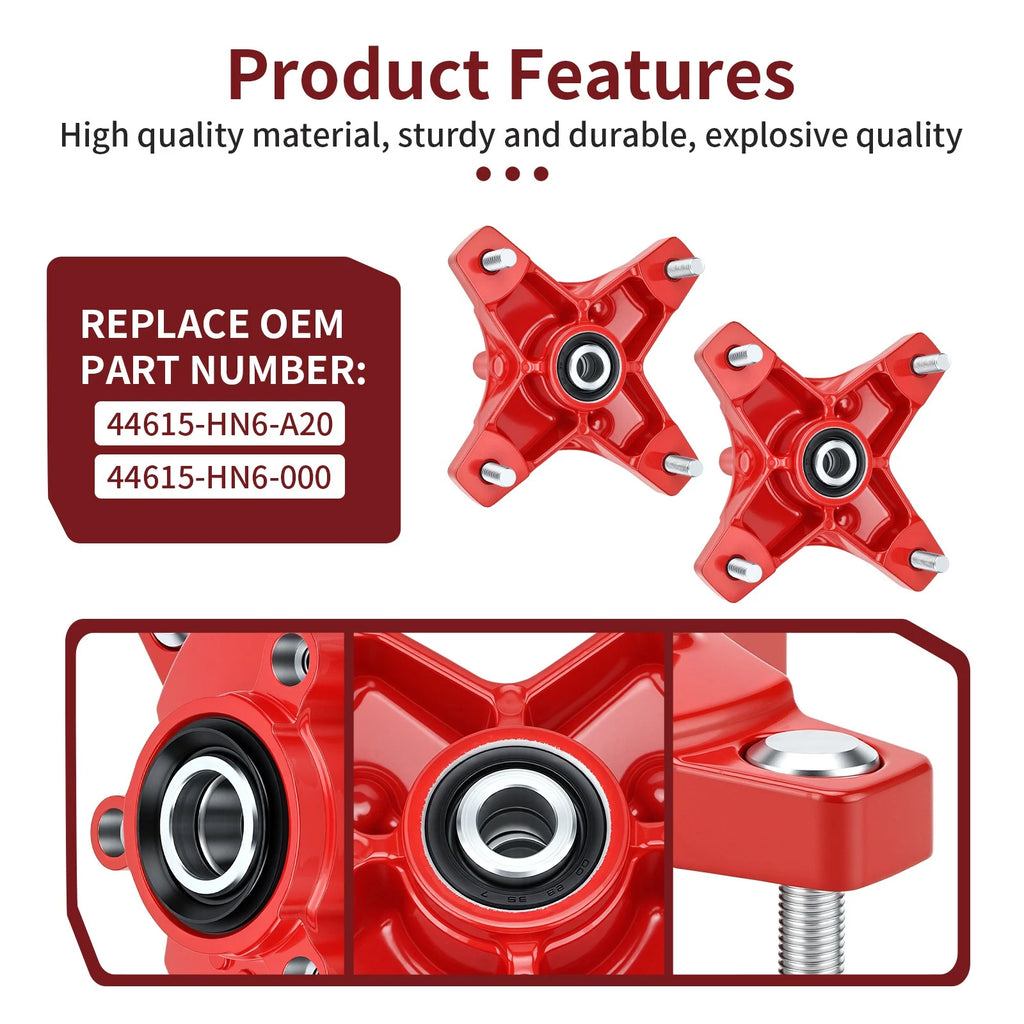 Front Red Wheel Hubs for Honda TRX250X (2009–2020), TRX400X (2009, 2012–2014)