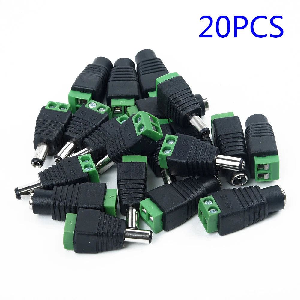 20pcs DC Female Male Power Jack Connectors for CCTV Systems