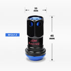 20Pc M12X1.5 Blue JDM Closed End Lug Nuts with Spline Locks & Key