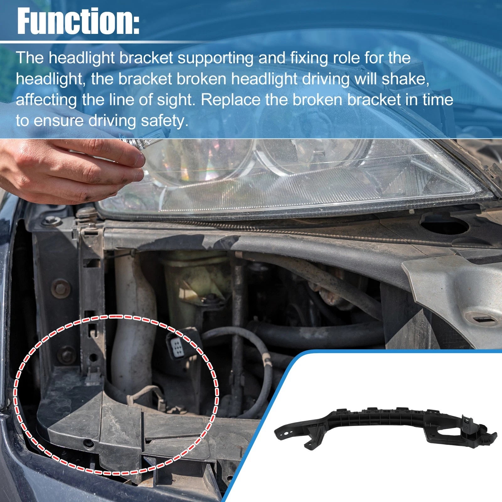 Left Driver Side Headlight Bracket Support Retainer for Honda Accord (2008–2012)