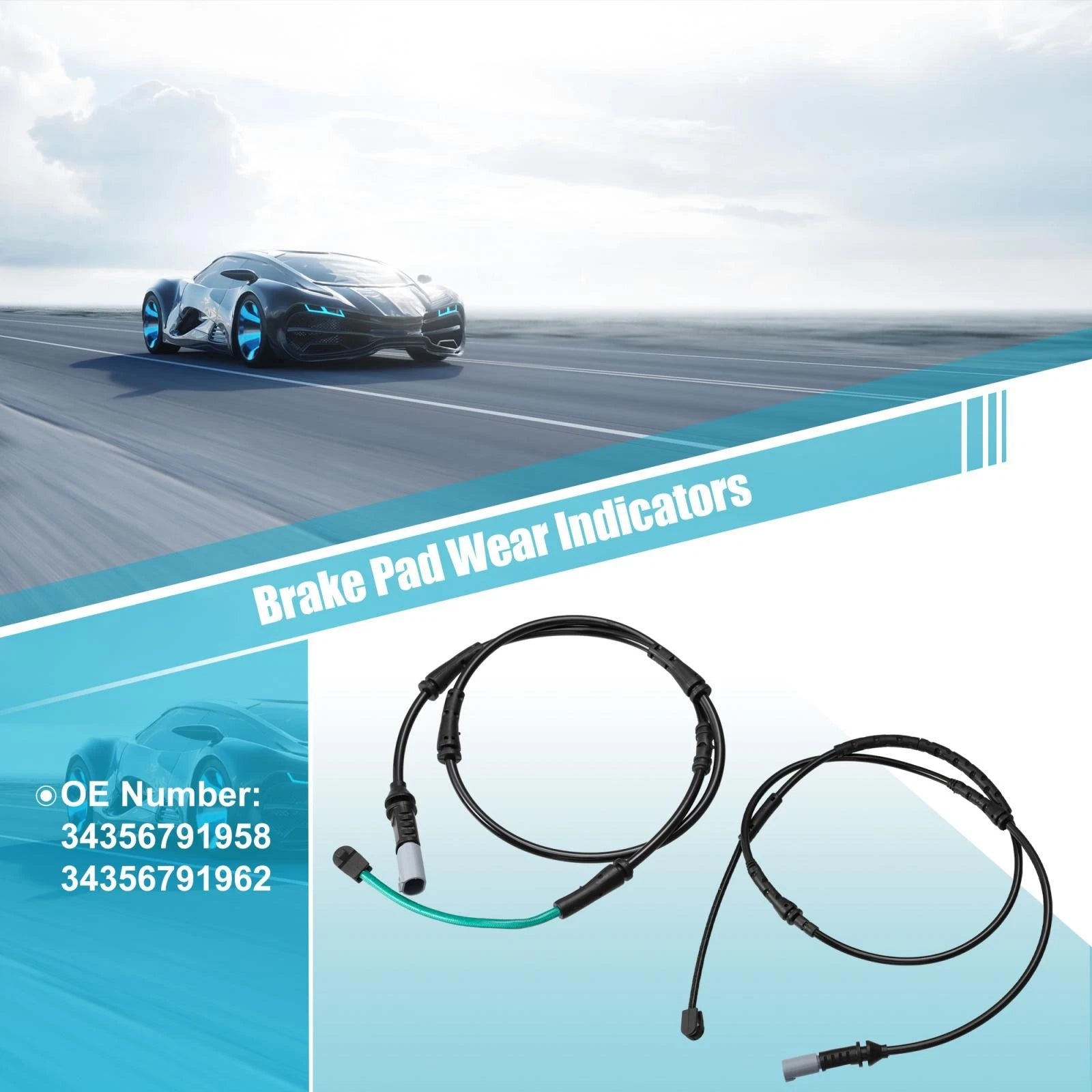 2X Brake Pad Wear Sensor for BMW 535i 528i 550i 535d (2011–2016) 34356791958