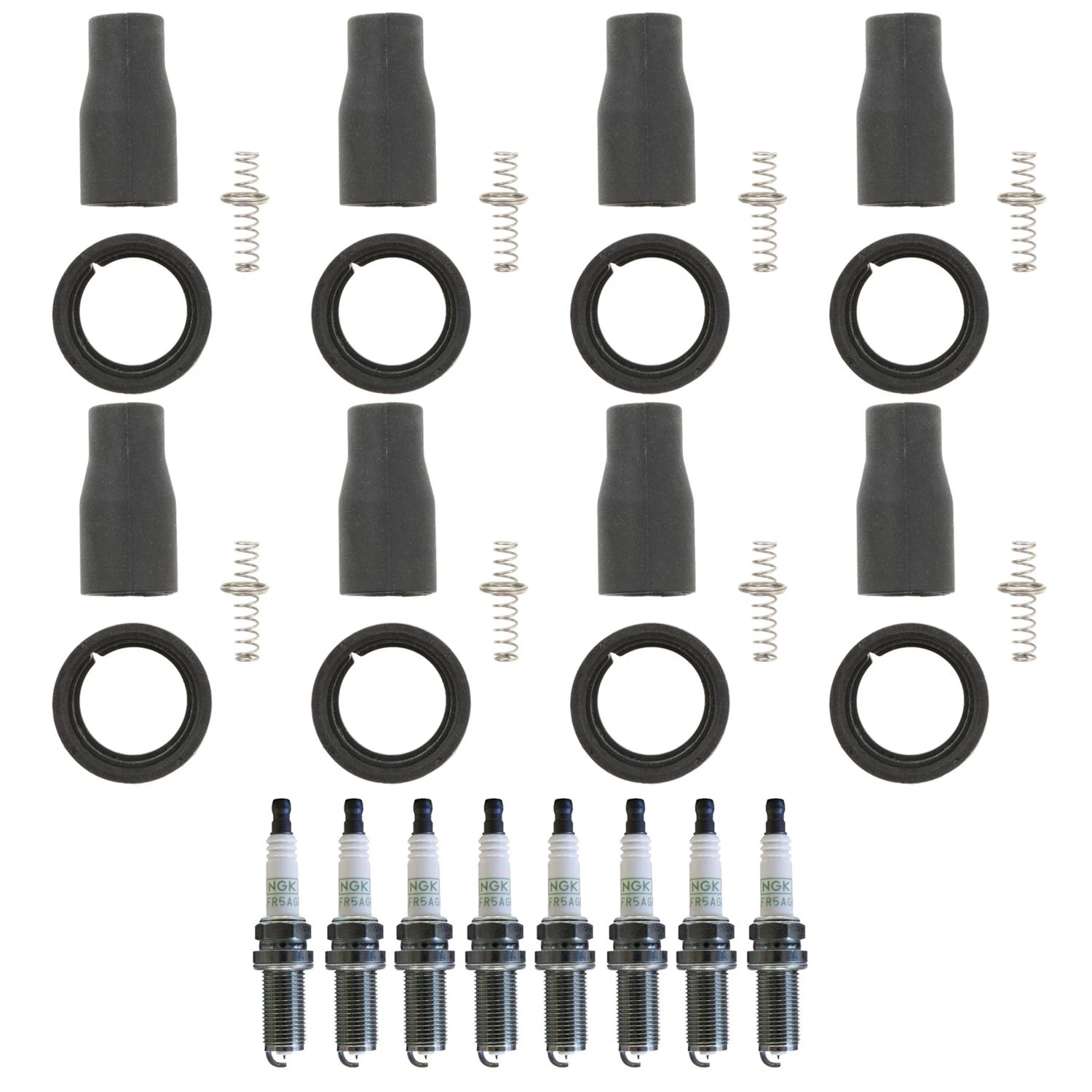 Set of 8 NGK G-Power Platinum Spark Plugs & Coil Boots for Borrego Genesis Equus