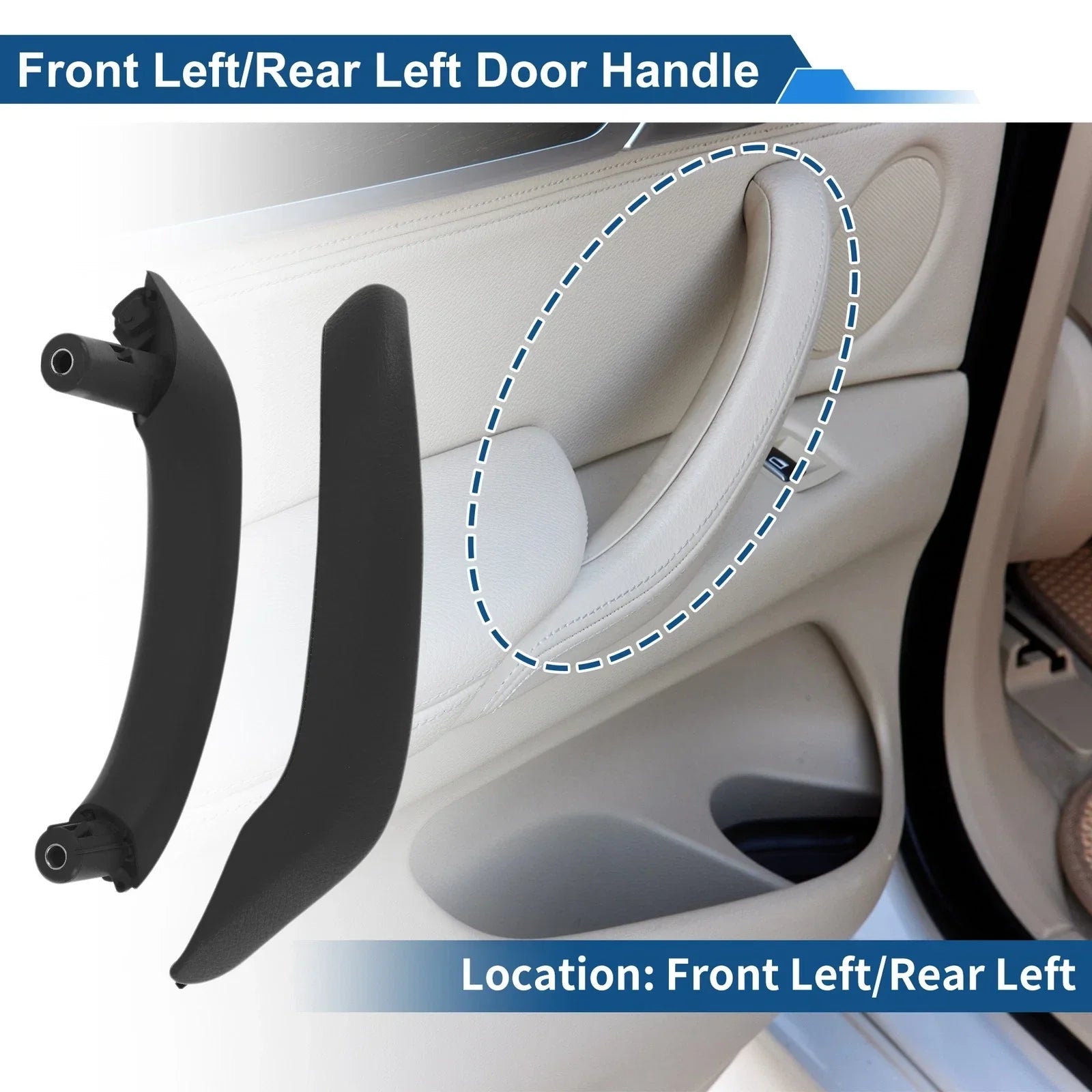 Front Passenger Side Inner Door Panel Handle for BMW X3 Black (2010-2016)