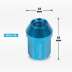 20Pc M12X1.5 Sky Blue JDM Closed End Acorn Wheel Lug Nuts + Extension 25mmx35mm