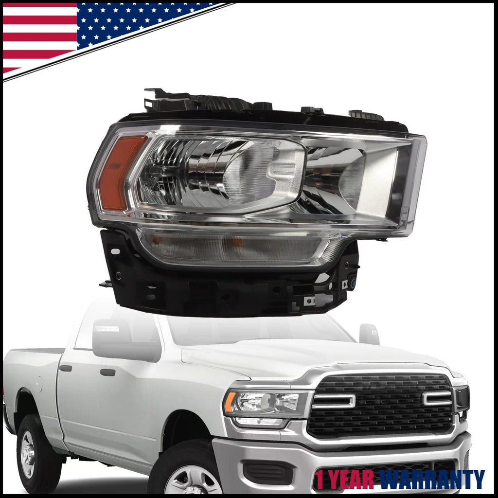 Headlight Halogen Chrome Passenger Side for Ram 2500 3500 (2019–2024)