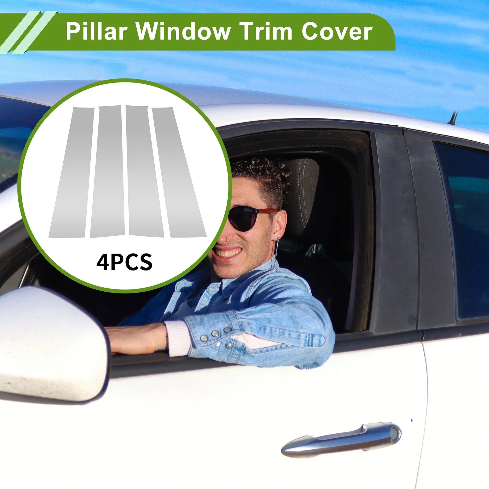 Set of 4 Pillar Window Trim for Dodge Ram (2009–2018) Silver Tone
