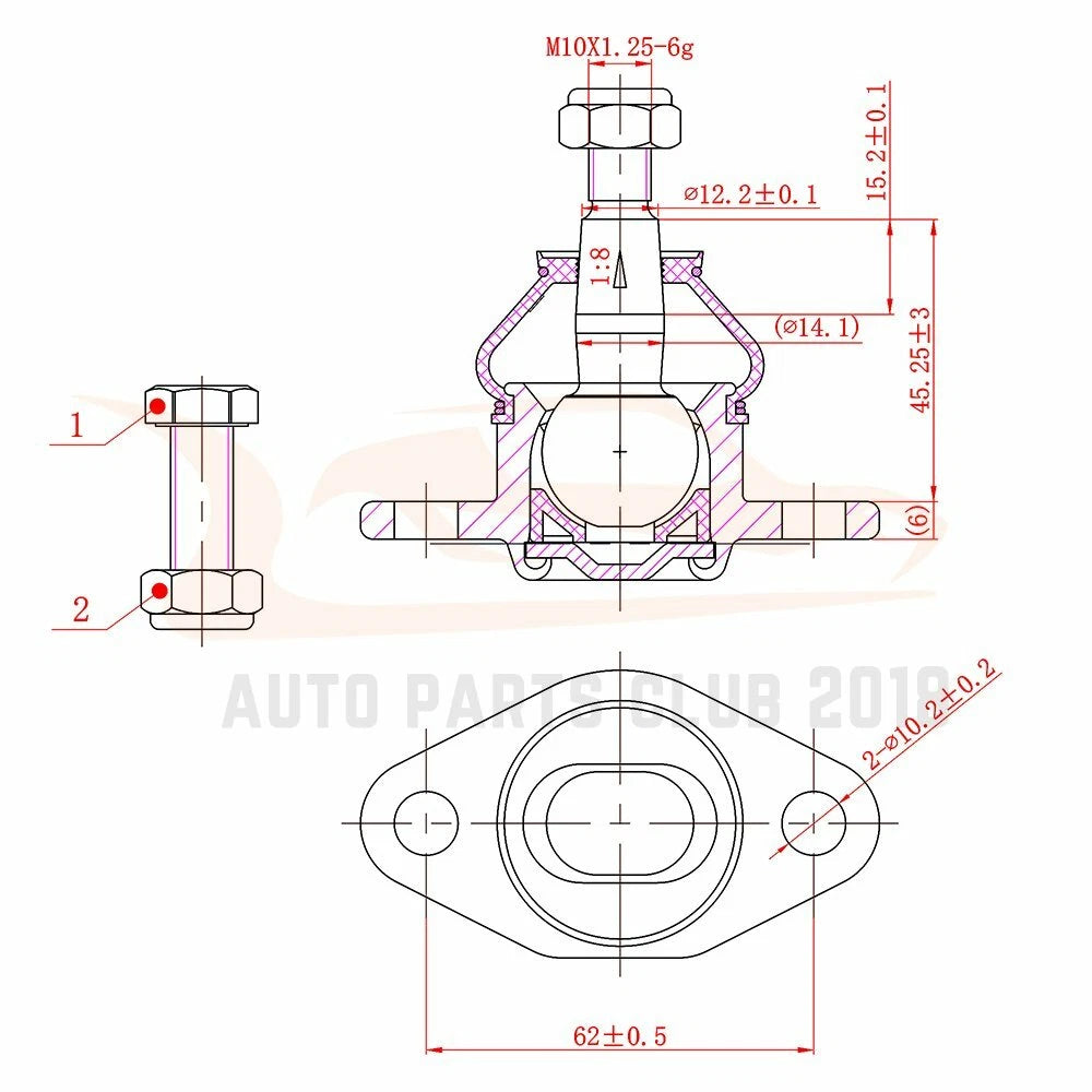 Set of 4 Ball Joints for Pontiac T1000 (1981-1987)