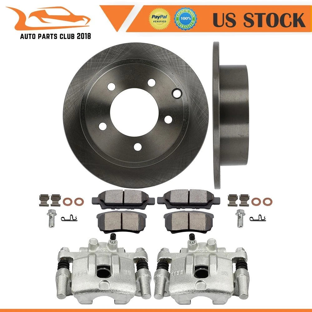 2X Rear Brake Calipers & Rotors with Ceramic Pads for Dodge Caliber (2007–2012)