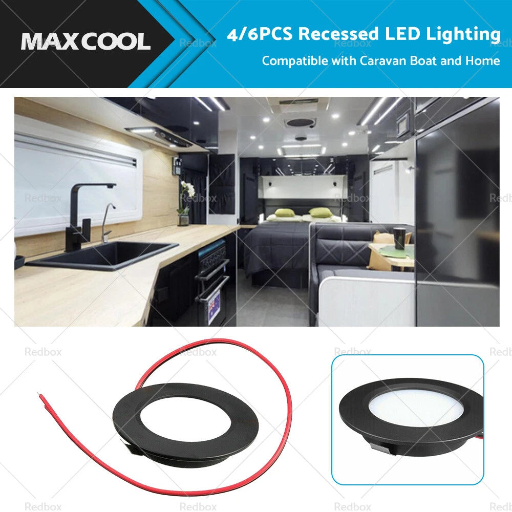 12V Dimmable Spot Lights for Caravan Boat (Black)
