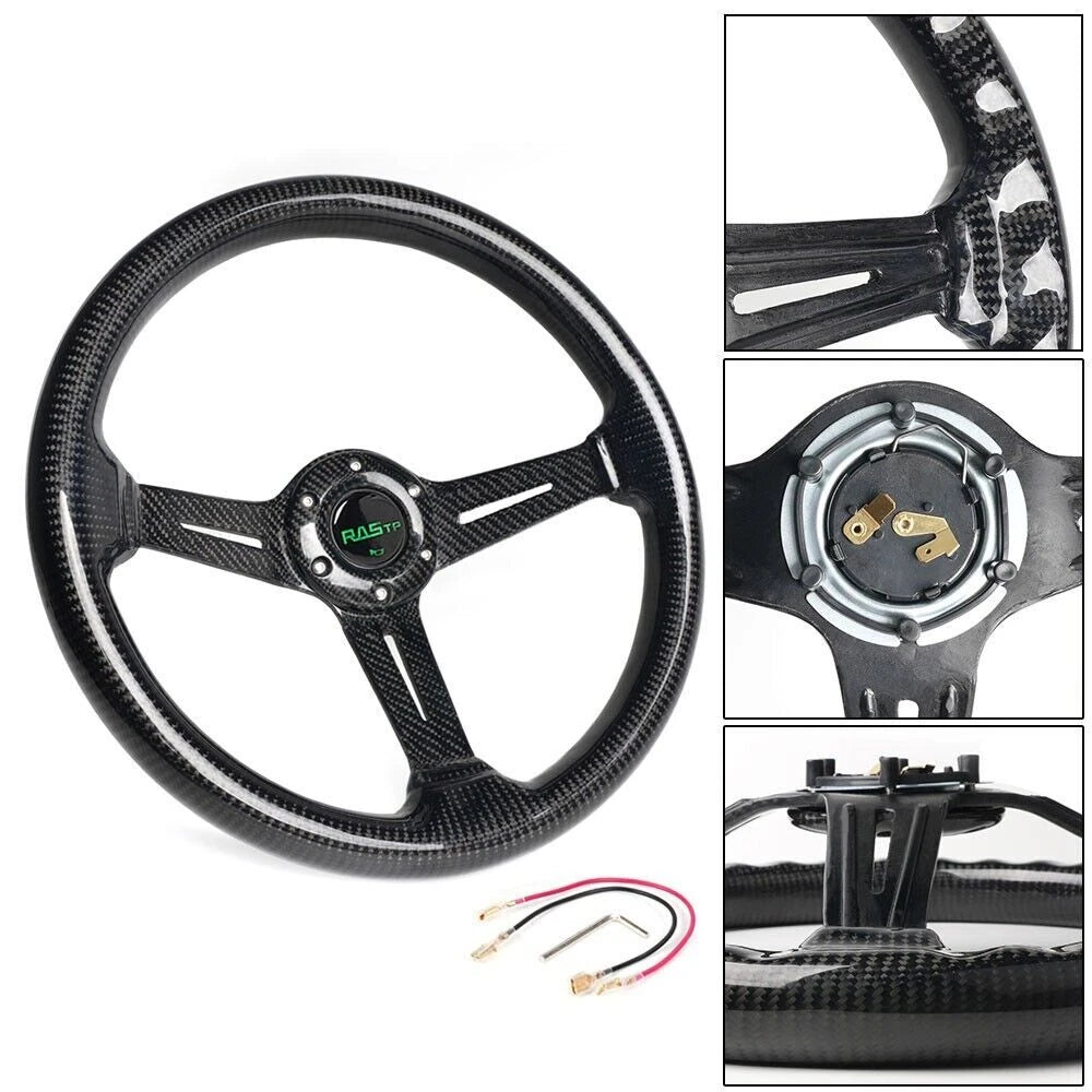 6 Bolt Carbon Fiber Racing Steering Wheel Deep Dish 14 Inch