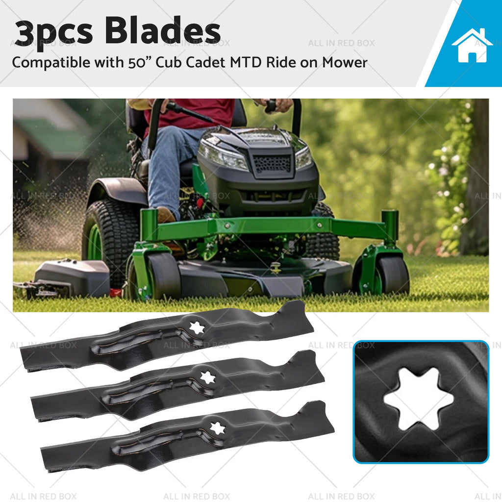 3X Mower Blades for Cub Cadet MTD Ride On (742-04053, 942-0405)