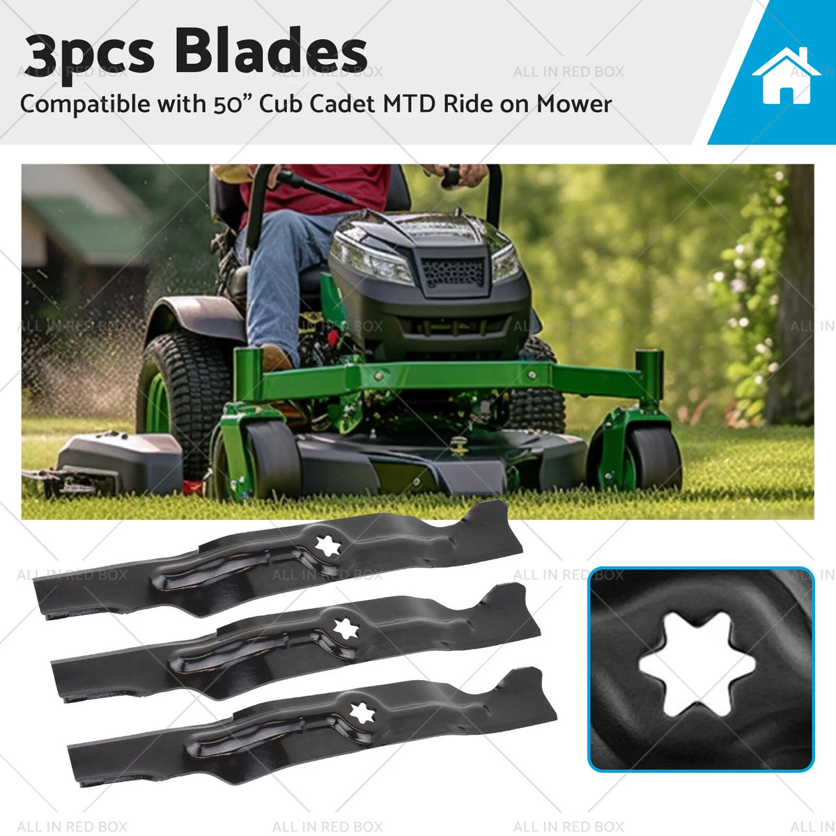 3X Mower Blades for Cub Cadet MTD Ride On (742-04053, 942-0405)